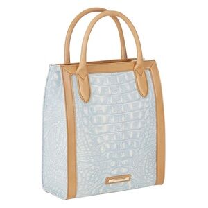 BRAHMIN MOIRA LIGHT DENIM QUINZE LEATHER TOTE